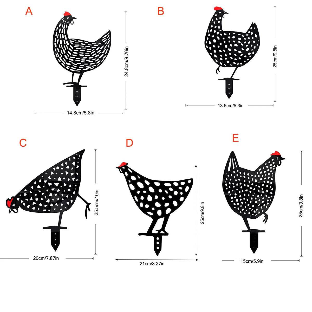 1pc Lovely Garden Decorations Garden Decorative Stakes Metal Chicken Garden Decorations Lawn Stake Decorations Laventi