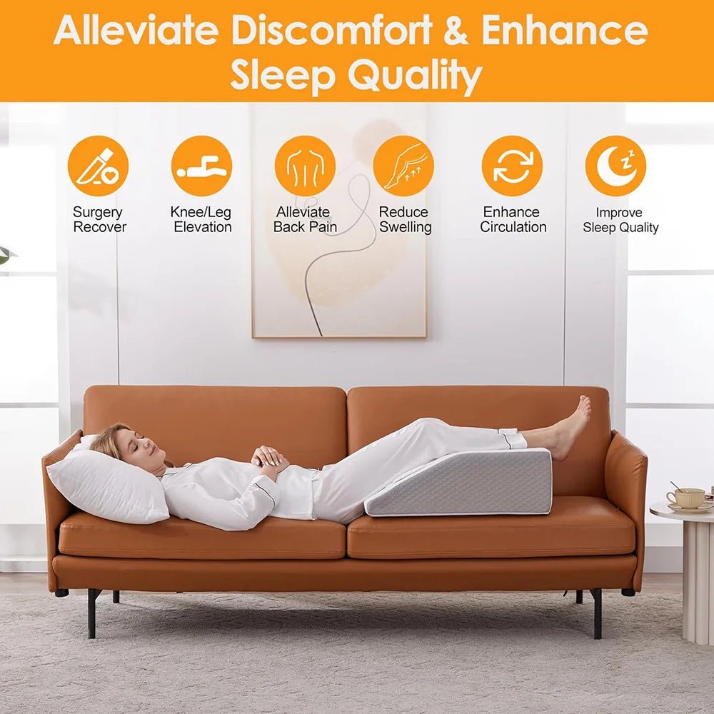 Leg Pillow, 8inch Leg Elevating Pillow for Legs,Rest, Sleeping,Leg Wedge Pillow for Side Sleeping, Memory Foam Leg Wedge Pillow Laventi