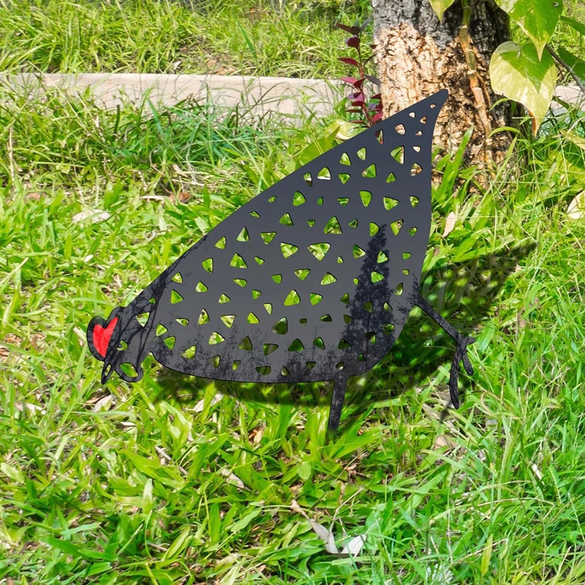 1pc Lovely Garden Decorations Garden Decorative Stakes Metal Chicken Garden Decorations Lawn Stake Decorations Laventi