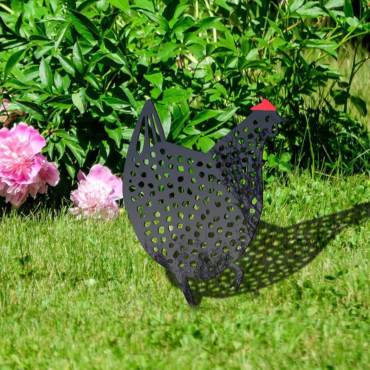 1pc Lovely Garden Decorations Garden Decorative Stakes Metal Chicken Garden Decorations Lawn Stake Decorations Laventi