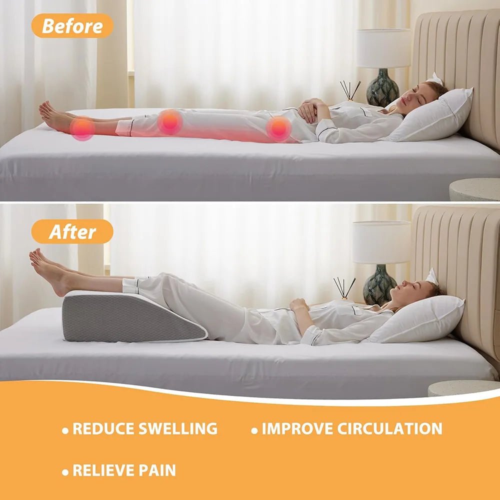 Leg Pillow, 8inch Leg Elevating Pillow for Legs,Rest, Sleeping,Leg Wedge Pillow for Side Sleeping, Memory Foam Leg Wedge Pillow Laventi
